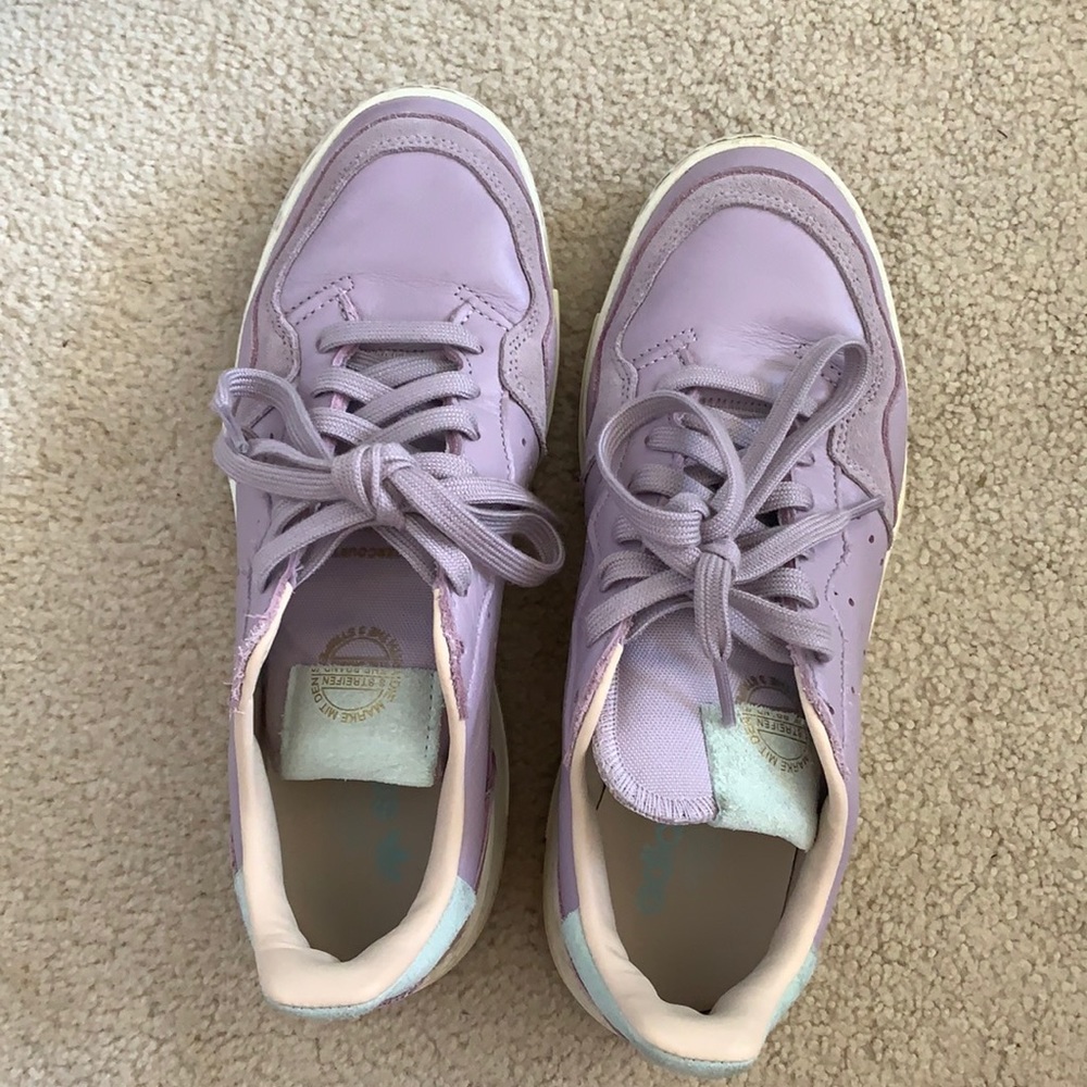 Purple and mint adidas sneakers!